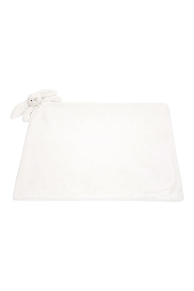 Bashful Luxe Bunny Luna Blankie, Alternate, color, WHITE