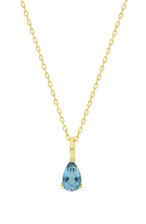 14K Gold Pear Cut Topaz Pendant Necklace