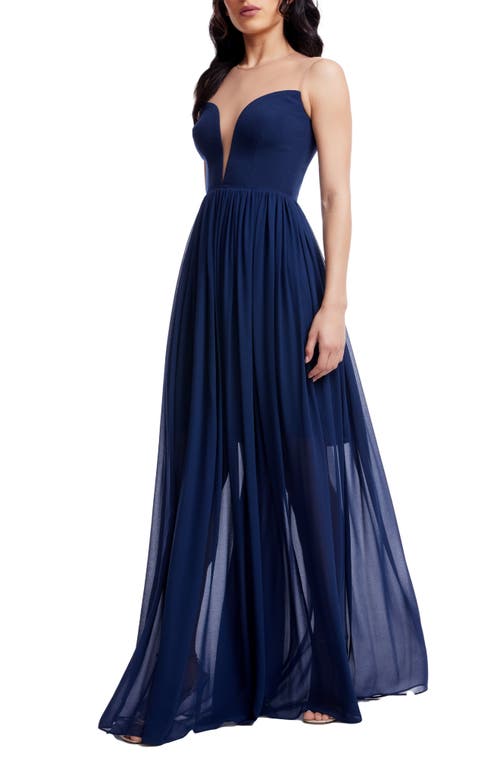 DRESS THE POPULATION DRESS THE POPULATION ELEANOR ILLUSION NECK GOWN