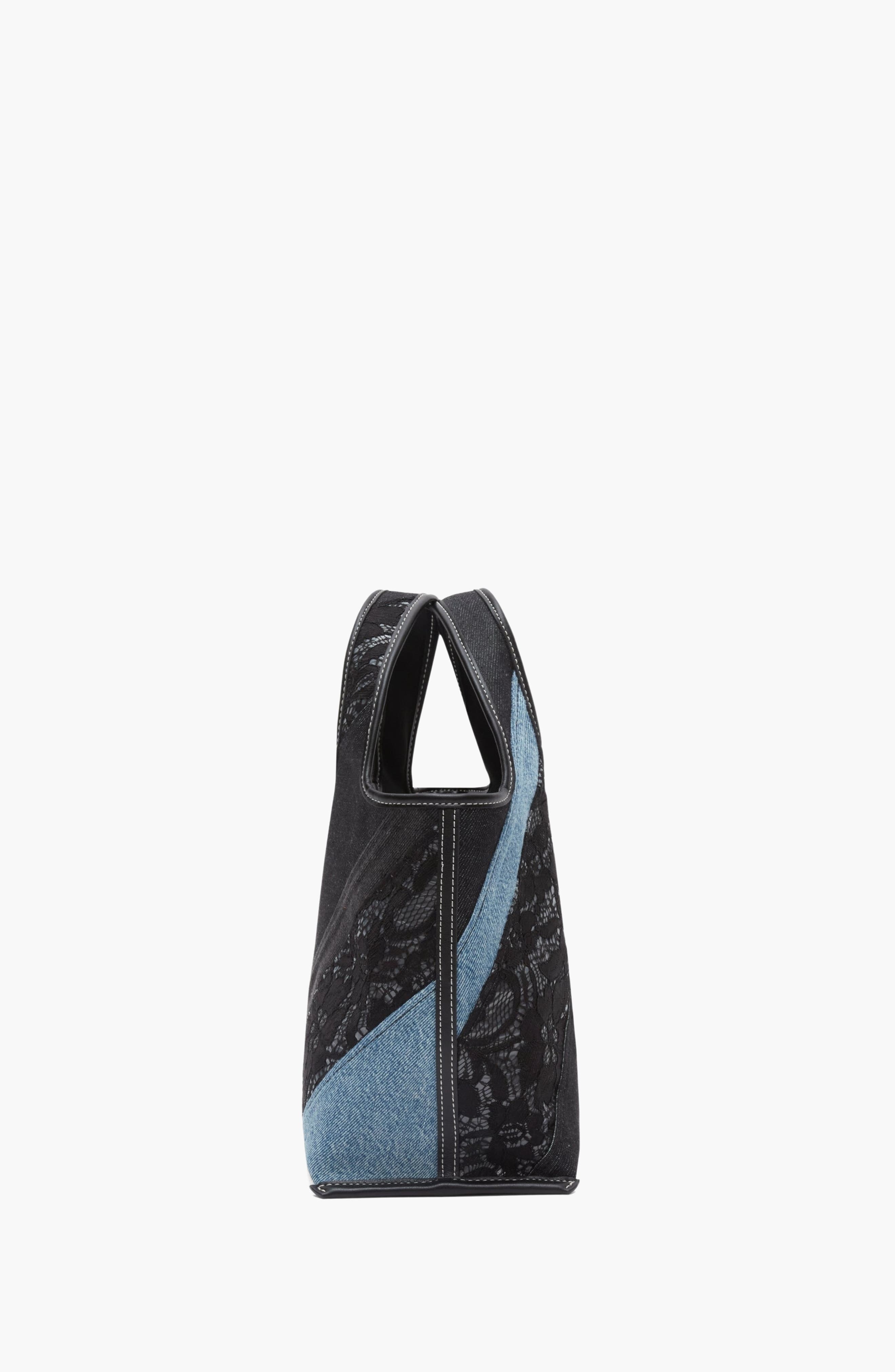 Lace Patchwork Mini Market Tote, Alternate, color, Black