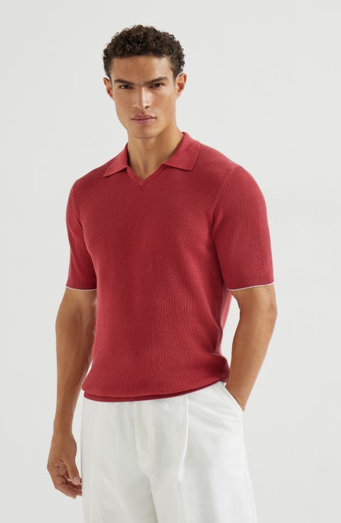 Cotton English rib knit polo