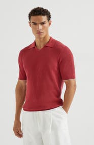 Brunello Cucinelli Cotton English rib knit polo
