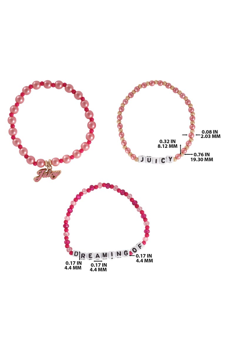 Juicy Couture Kids Beaded Bracelet Set, Alternate, color, Pink, White, Gold