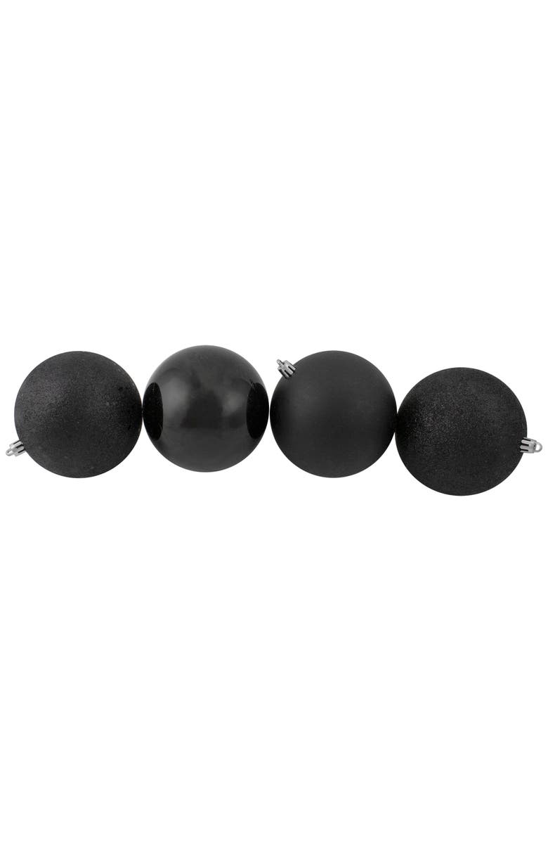 Northlight Shatterproof 4-Finish Christmas Ball Ornaments - 4" (100mm) - Black - 12ct, Alternate, color, 