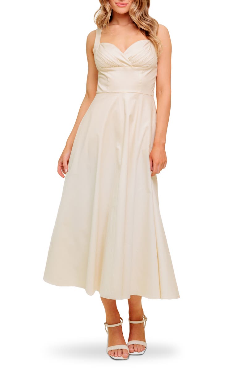 FLYING TOMATO Sweetheart Twill Maxi Dress, Main, color, Cream