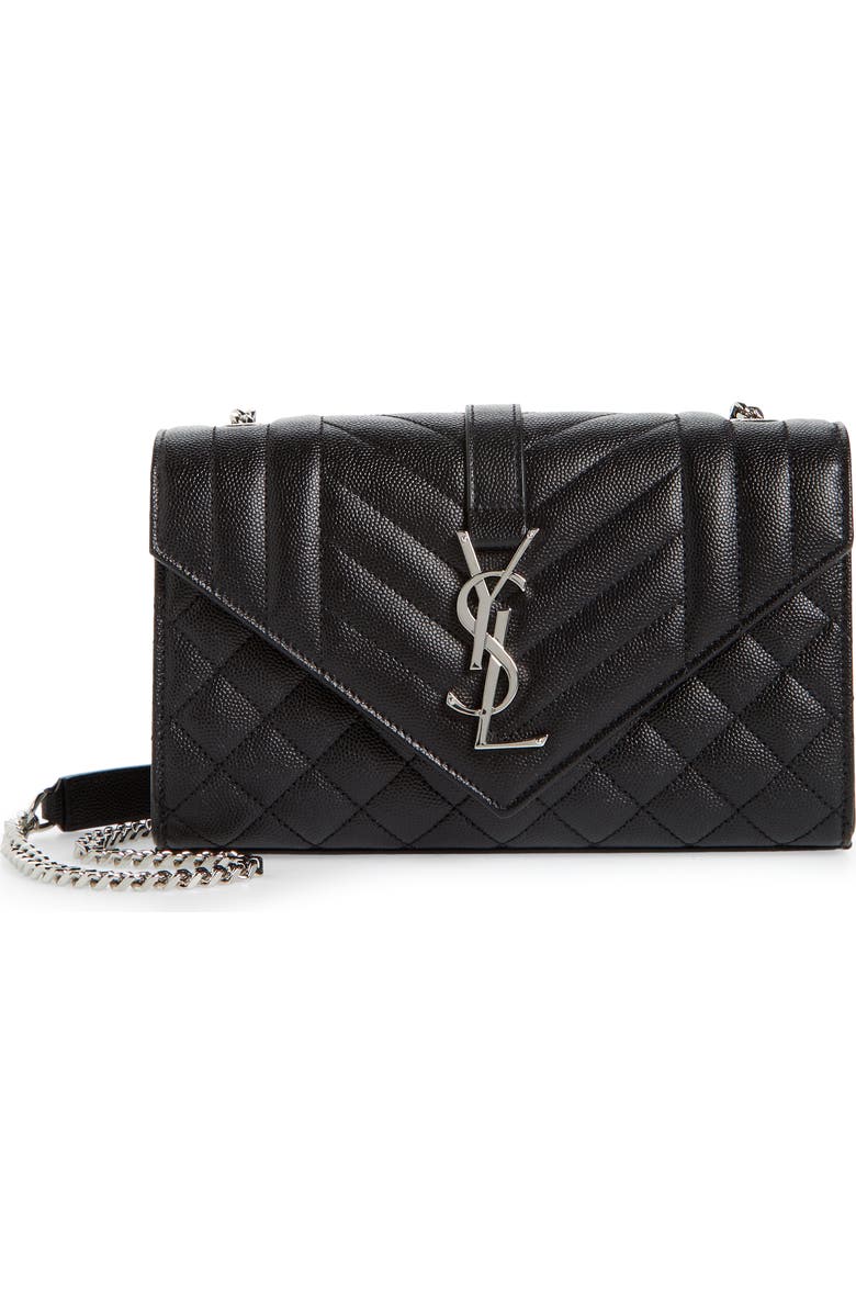 Saint Laurent Small Envelope Calfskin Leather Shoulder Bag, Main, color,