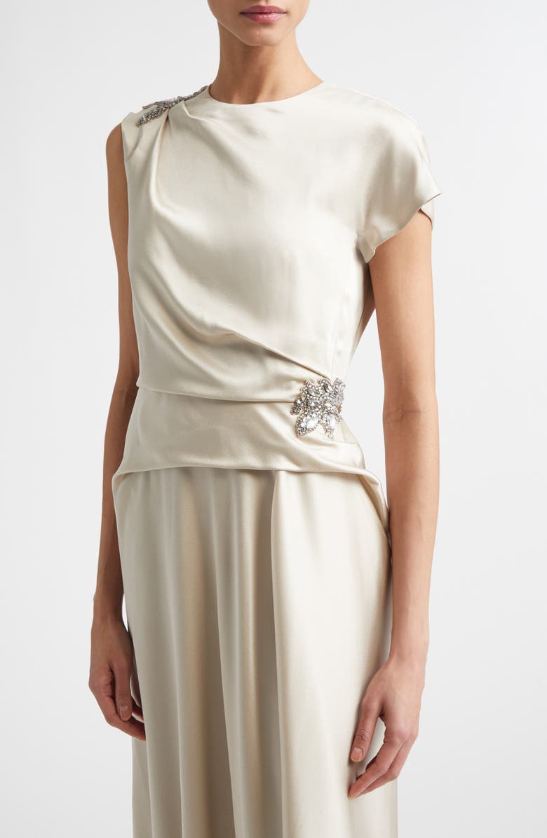 Erdem Drape Satin Gown, Alternate, color, Champagne