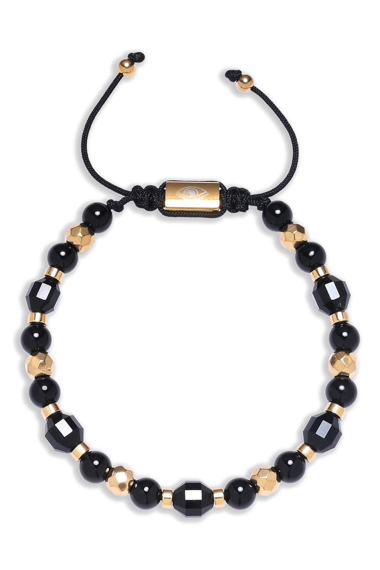 Jackson Agate Beaded Slider Bracelet, Alternate, color, GOLD/ BLACK