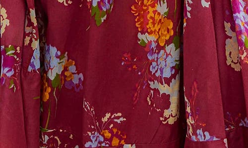 Free People Morning Glory Floral Smocked Long Sleeve Maxi Dress In Earth Red Combo