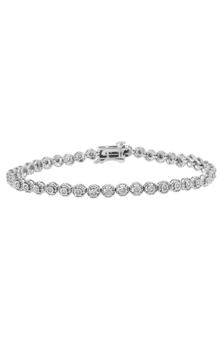 Haus of Brilliance Silver 1/2 Cttw Diamond Bezel Design Link Bracelet, Main, color, White