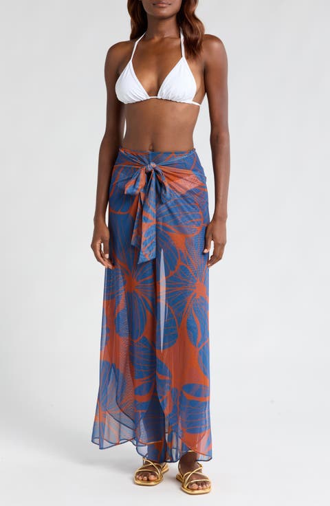 Floral Tie Waist Wide Leg Cover-Up Pants