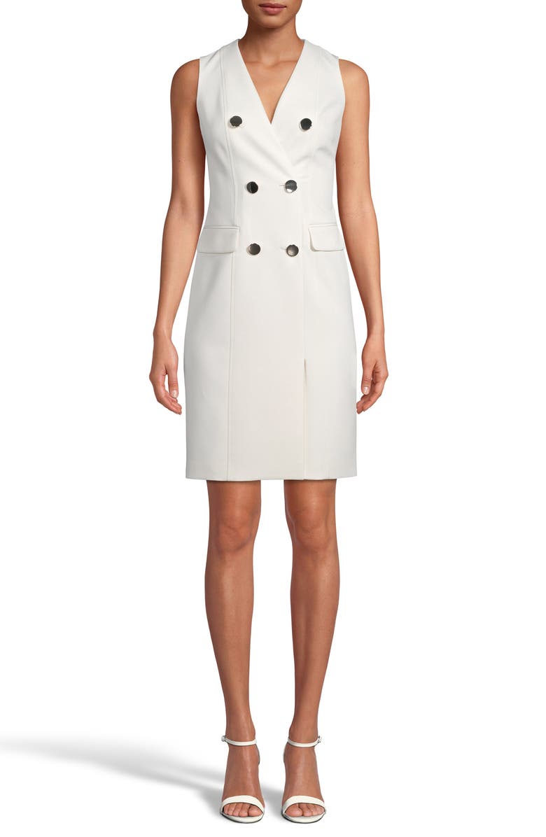 Anne Klein Sleeveless Double Breasted Tuxedo Dress, Main, color,