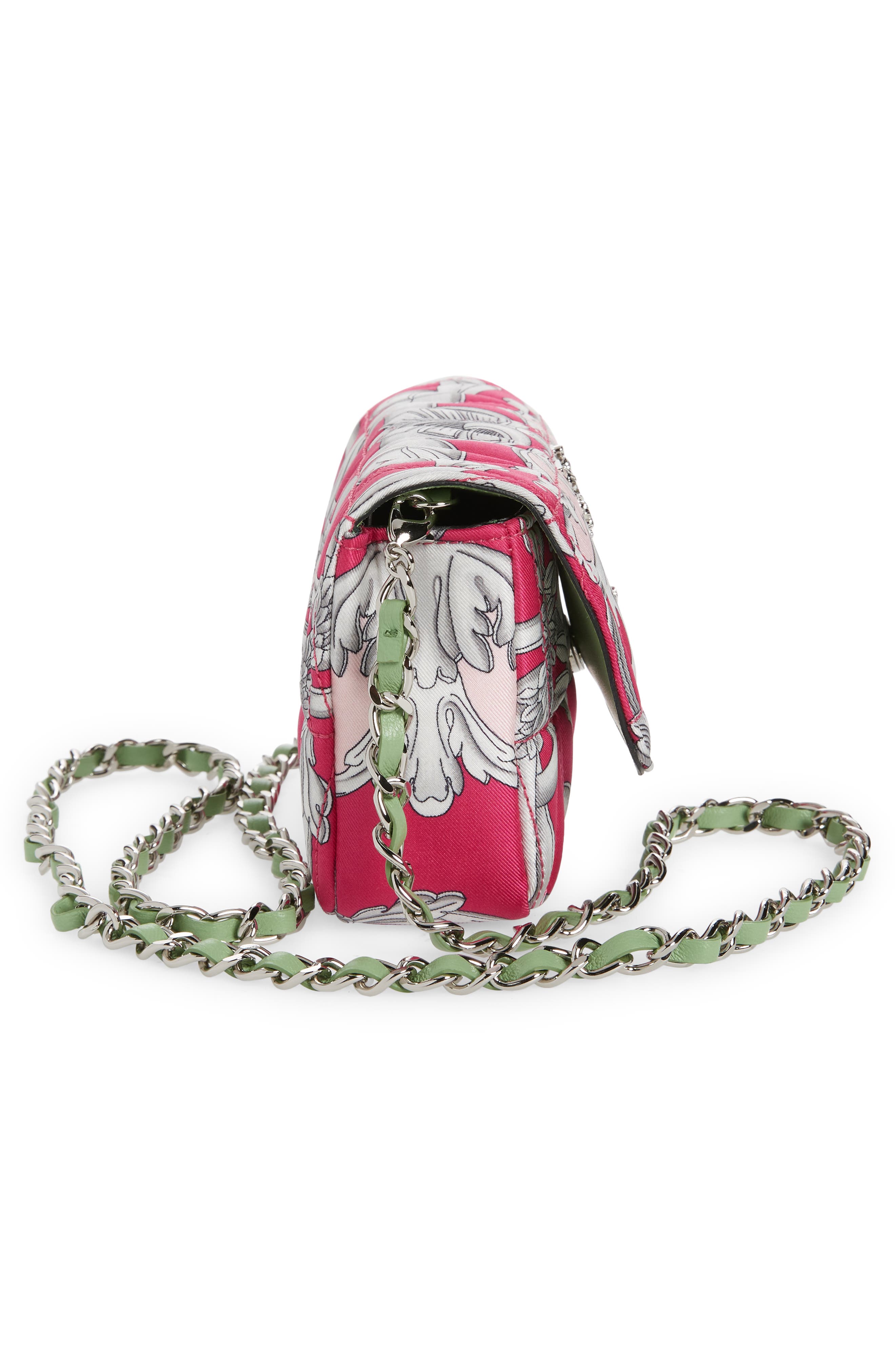 Versace Virtus Print Quilted Silk Twill Shoulder Bag, Alternate, color, 