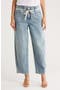 Tie Waist Ankle Barrel Leg Jeans