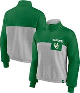 FANATICS Women's Fanatics Branded Green/Heathered Gray Oregon Ducks Sideline to Sideline Colorblock Quarter-Zip Jacket