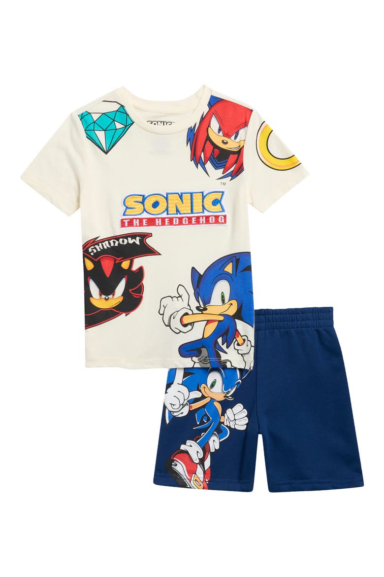 Kids' Sonic the Hedgehog® T-Shirt & Shorts Set, Main, color, IVORY/ NAVY