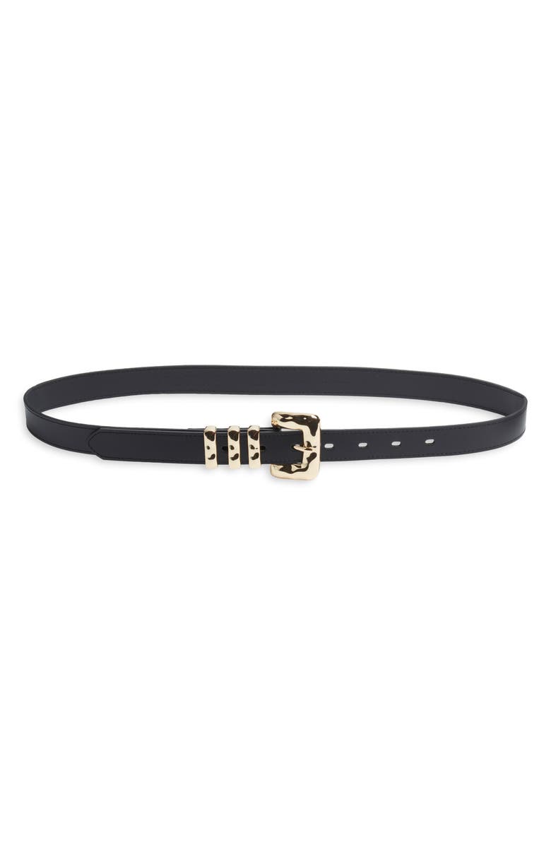 Nordstrom Molten Buckle Leather Belt, Main, color, Black