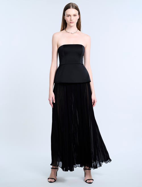Bcbg Strapless Peplum Gown In Black