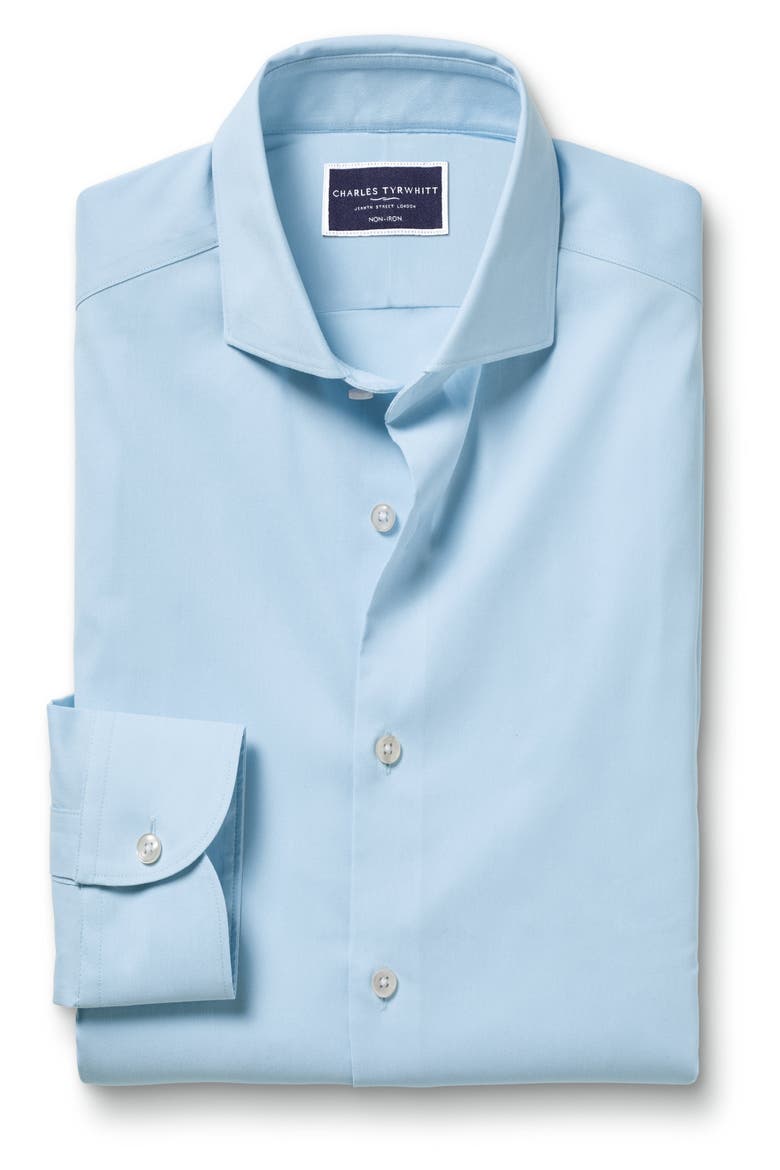 Non-Iron Stretch Twill Slim Fit Shirt Single Cuff, Alternate, color, Sky Blue