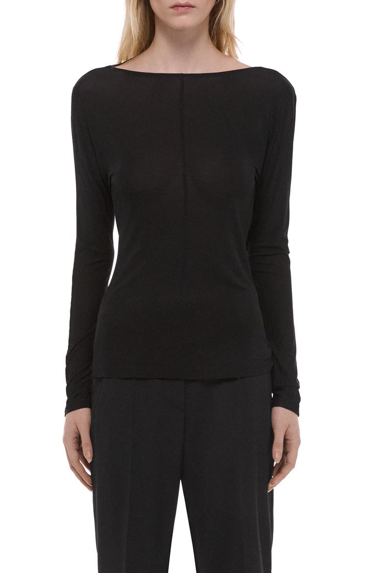Cowl Back Long Sleeve Top, Main, color, BLACK