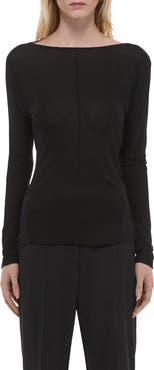 Helmut Lang Cowl Back Long Sleeve Top