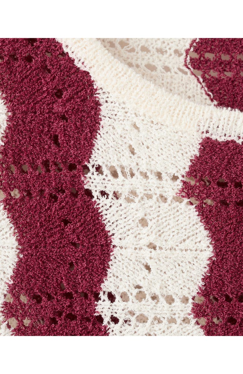 MANGO TEEN <p>Kids' Openwork Knit Striped Sweater</p>, Alternate, color, Maroon