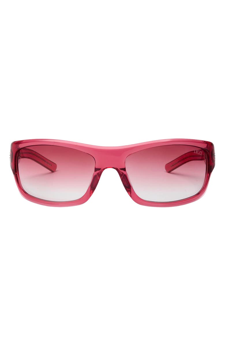 DEZI Tints Out 61mm Gradient Wrap Sunglasses, Main, color, Raspberry / Berry Faded
