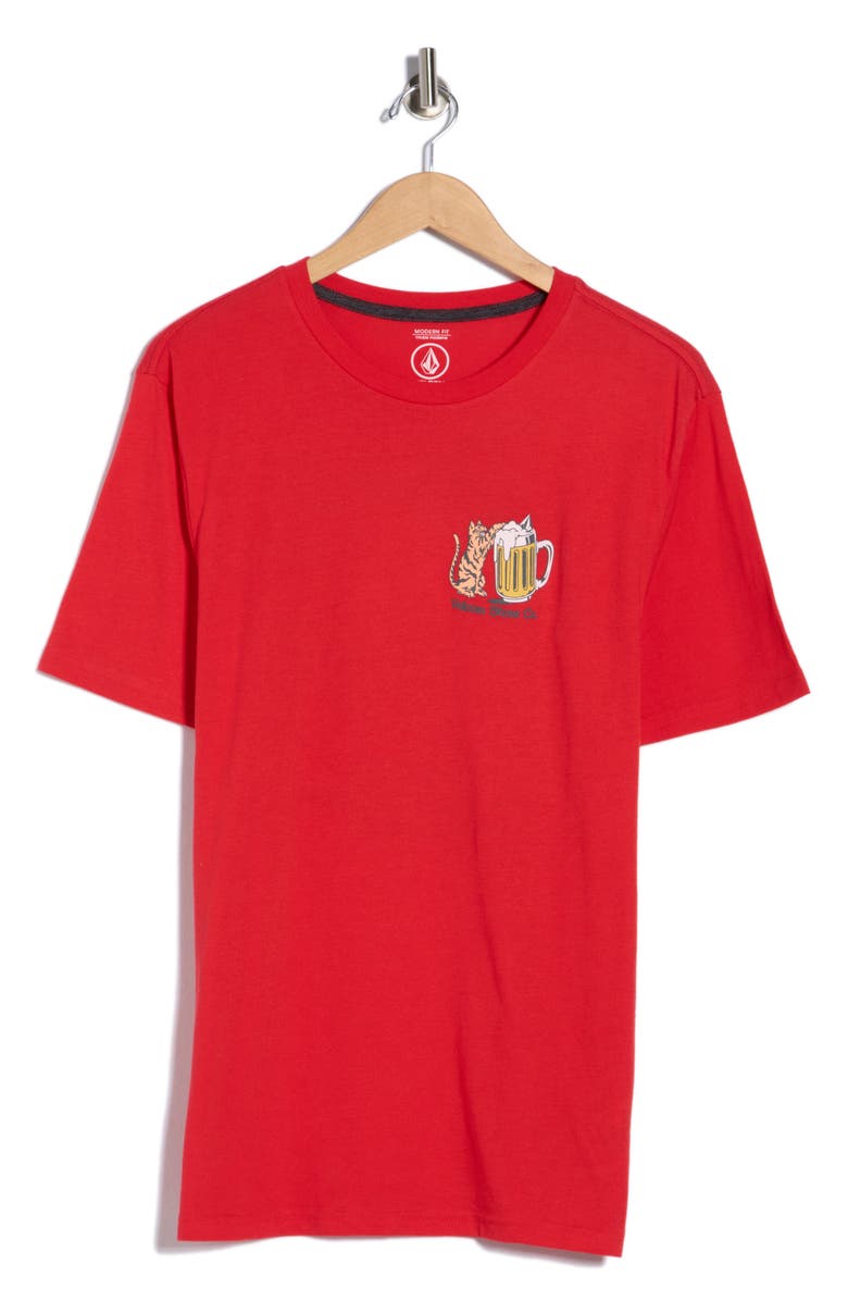 Volcom Curious Cat Cotton Graphic T-Shirt, Alternate, color, Ribbon Red