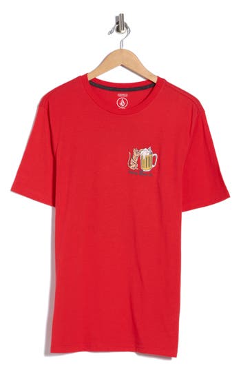 Volcom Curious Cat Cotton Graphic T-shirt In Red