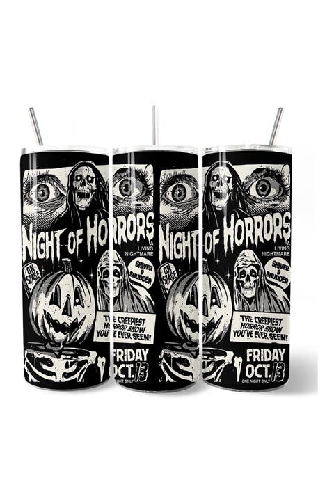 Night Of Horrors Retro Halloween Poster Tumbler