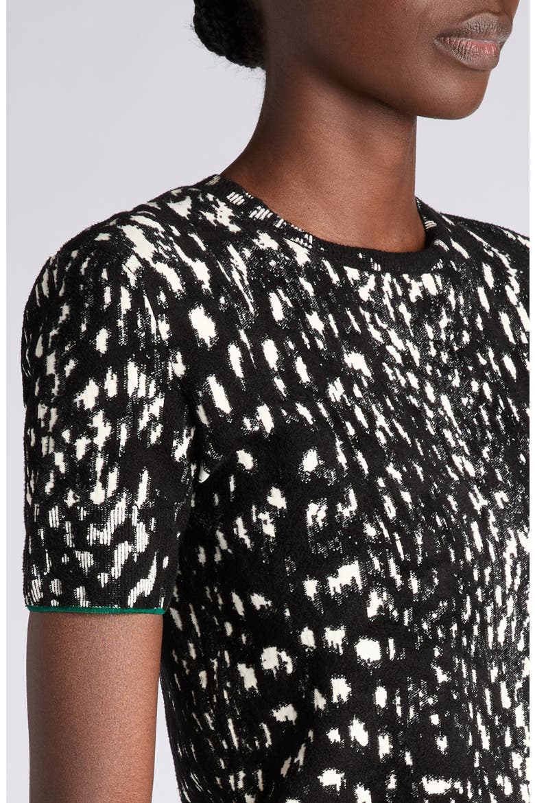 Lynx Jacquard Short Sleeve Sweater, Alternate, color, BLACK/ WHITE