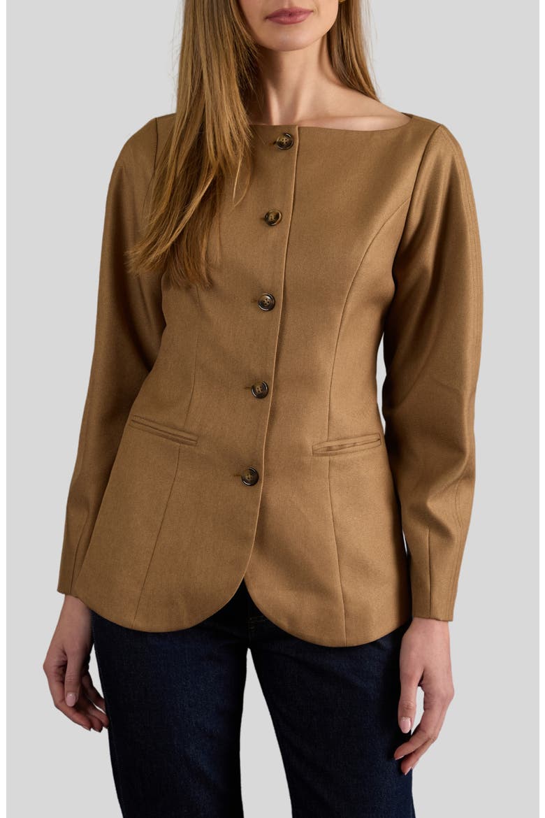 Bateau Neck Jacket, Main, color, CAMEL