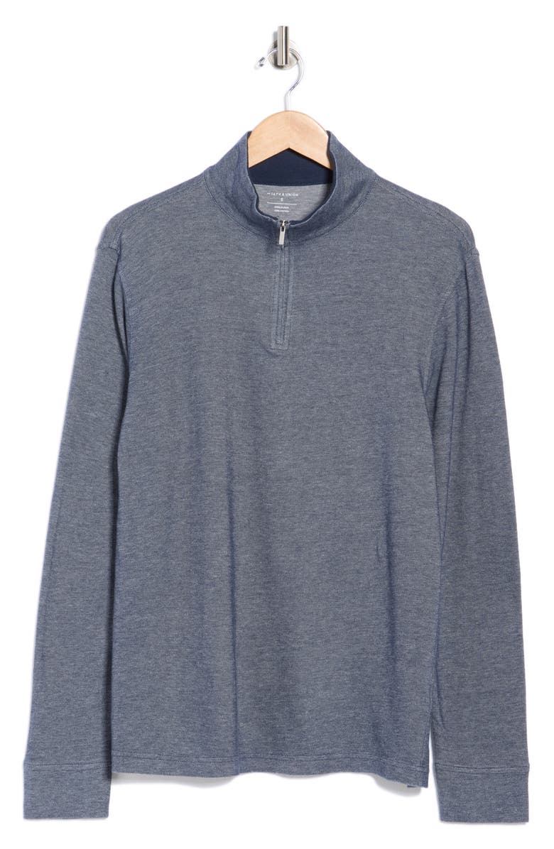 14th & Union Quarter Zip Pullover Sweater, Alternate, color, Navy Still Heather