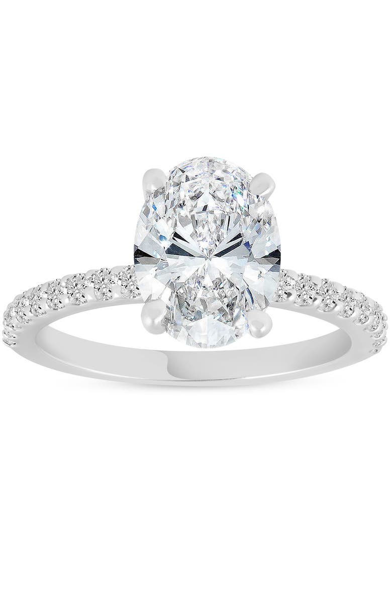 Certified 3 3/8Ct Oval Diamond Engagement Ring Hidden Halo Lab Grown Gold, Main, color, 14k White Gold