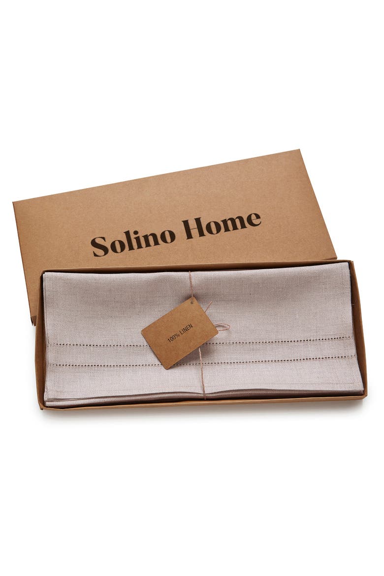 Linen Hand Towels Set of 3, 14 x 24" - Bath, Alternate, color, Light Natural