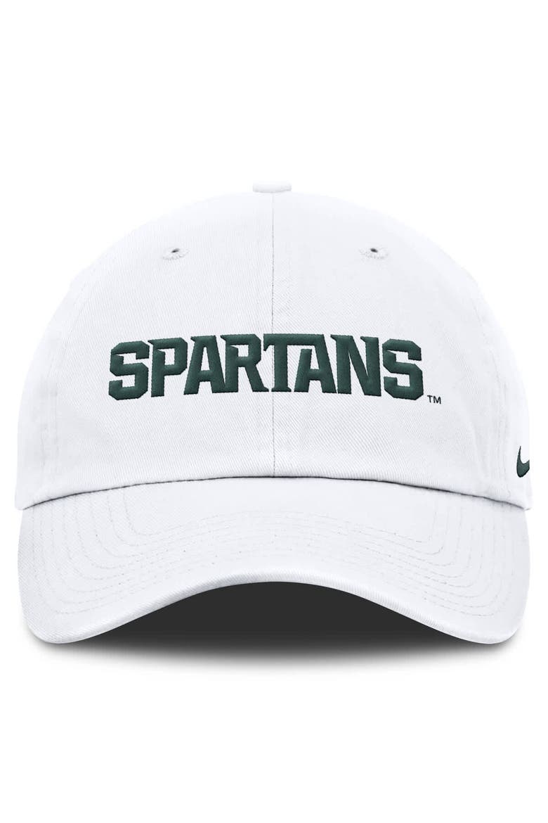 Men's Nike White Michigan State Spartans Core Club Mascot Wordmark Adjustable Hat, Alternate, color, White