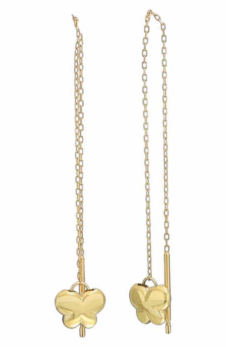 Bony Levy 14K Gold Butterfly Threader Earrings