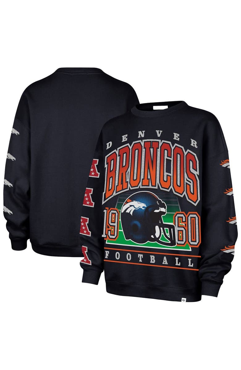 '47 Women's '47 Navy Denver Broncos Go Big Oversized Pullover Sweatshirt, Main, color, Navy