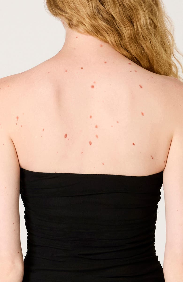 Nia Beverly Ruched Strapless Chiffon Maxi Dress, Alternate, color, Black