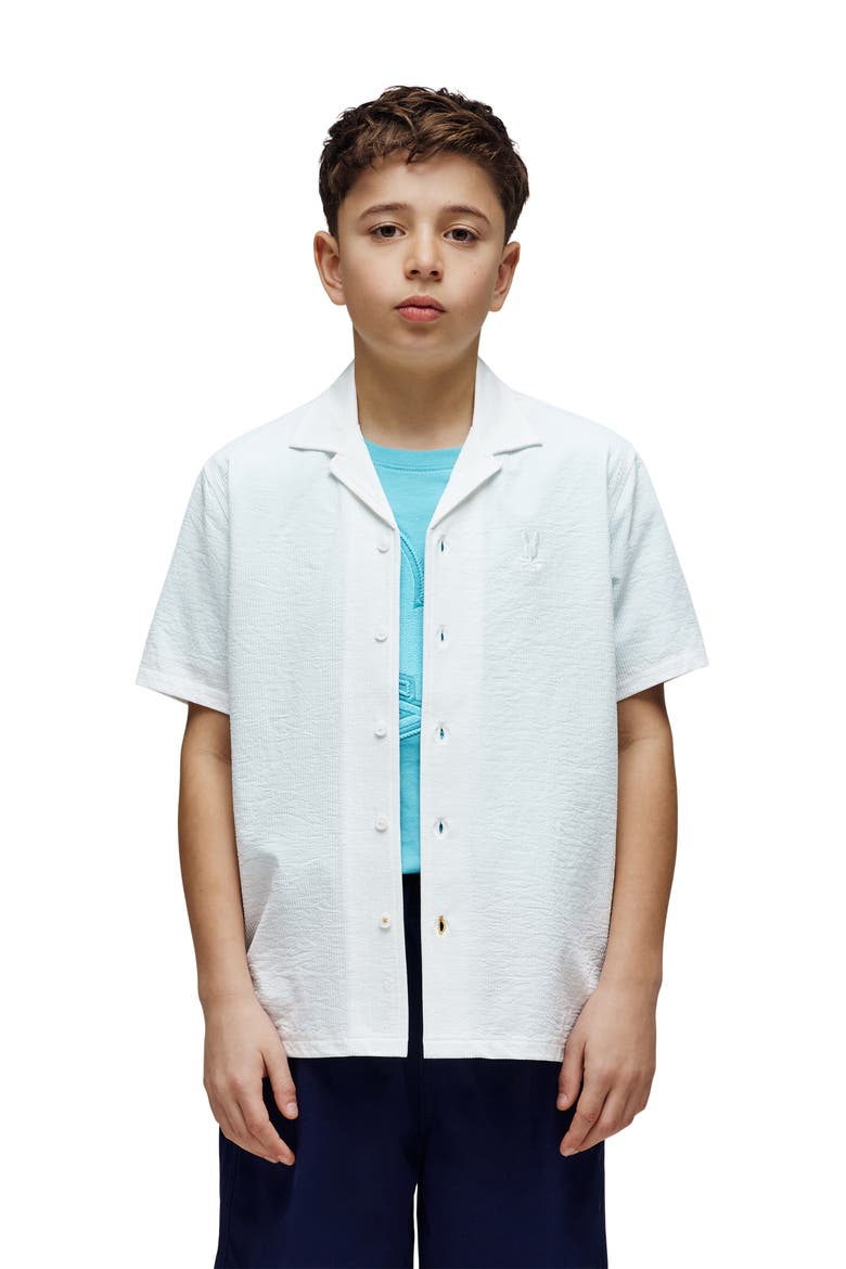 Kids' Jayme Seersucker Camp Shirt, Alternate, color, WHITE