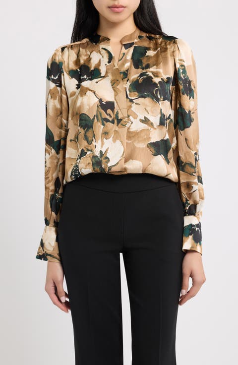 Floral Pleat Front Top