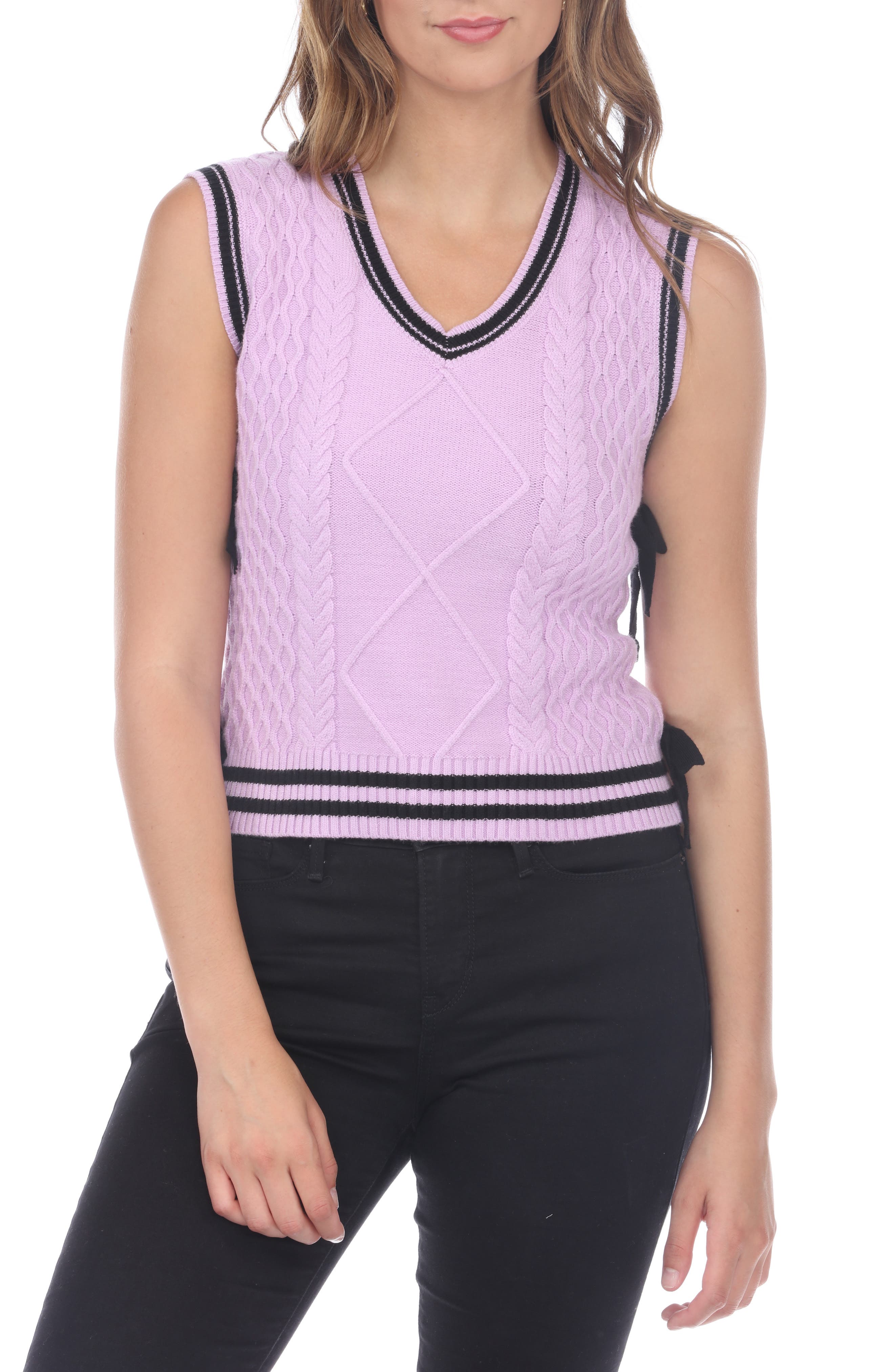Cable Stitch Side Tie Sweater Vest - image 3