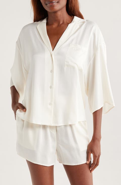 Washable Silk Button-Up Short Pajamas