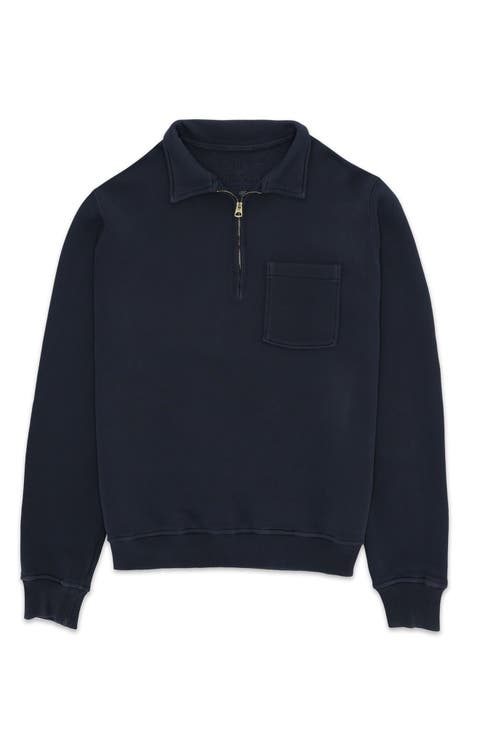 Woven Zip-Up Sweatshirt