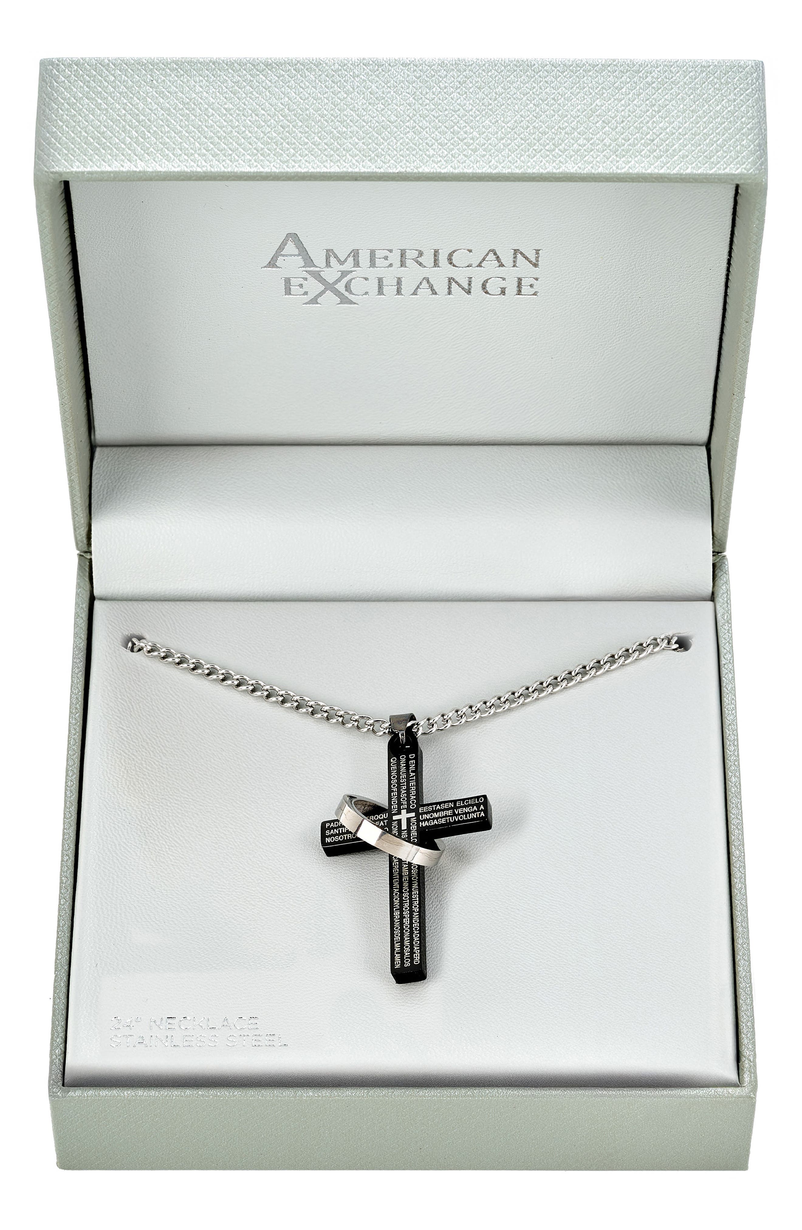 Men's Cross & Ring Pendant Necklace