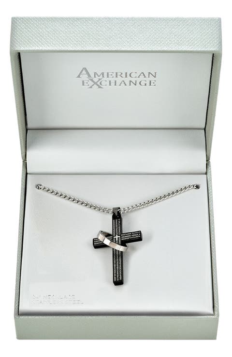 Men's Cross & Ring Pendant Necklace