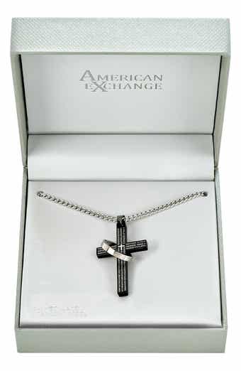 Men's Cross & Ring Pendant Necklace