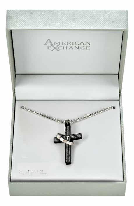 Men's Cross & Ring Pendant Necklace