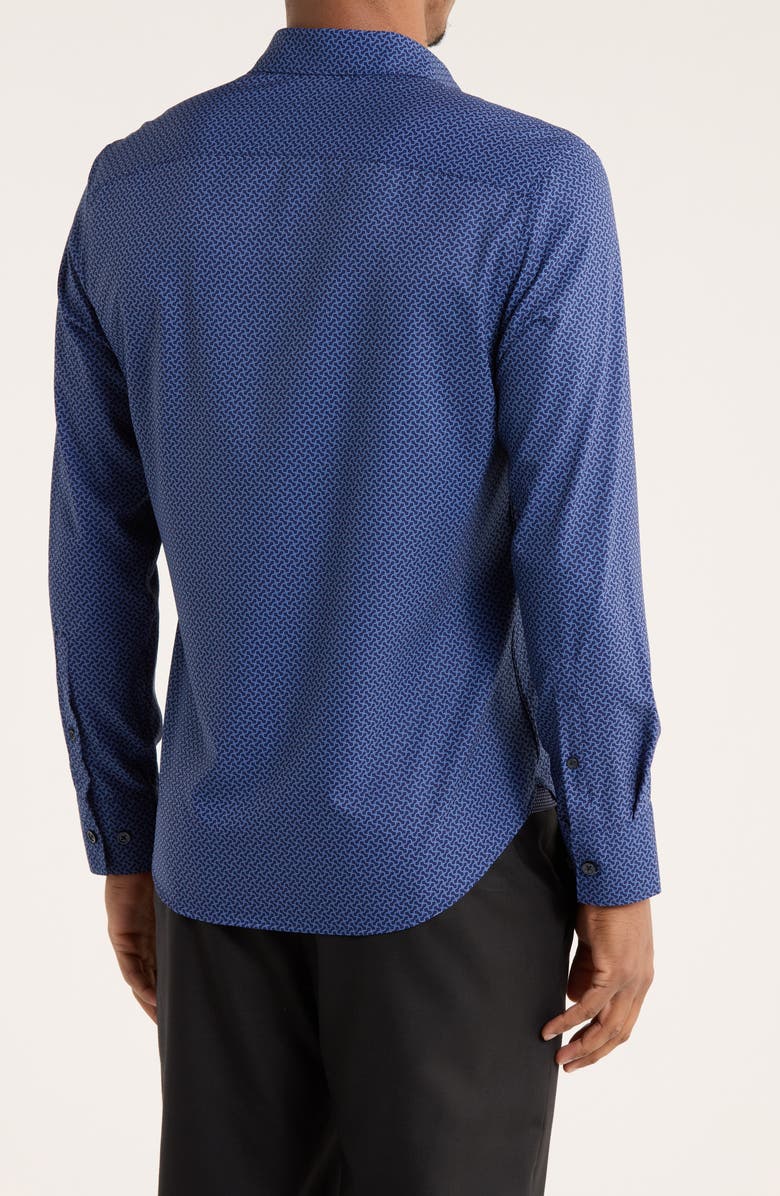 CONSTRUCT Squiggle Print Slim Fit Performance Button-Up Shirt, Alternate, color, Navy