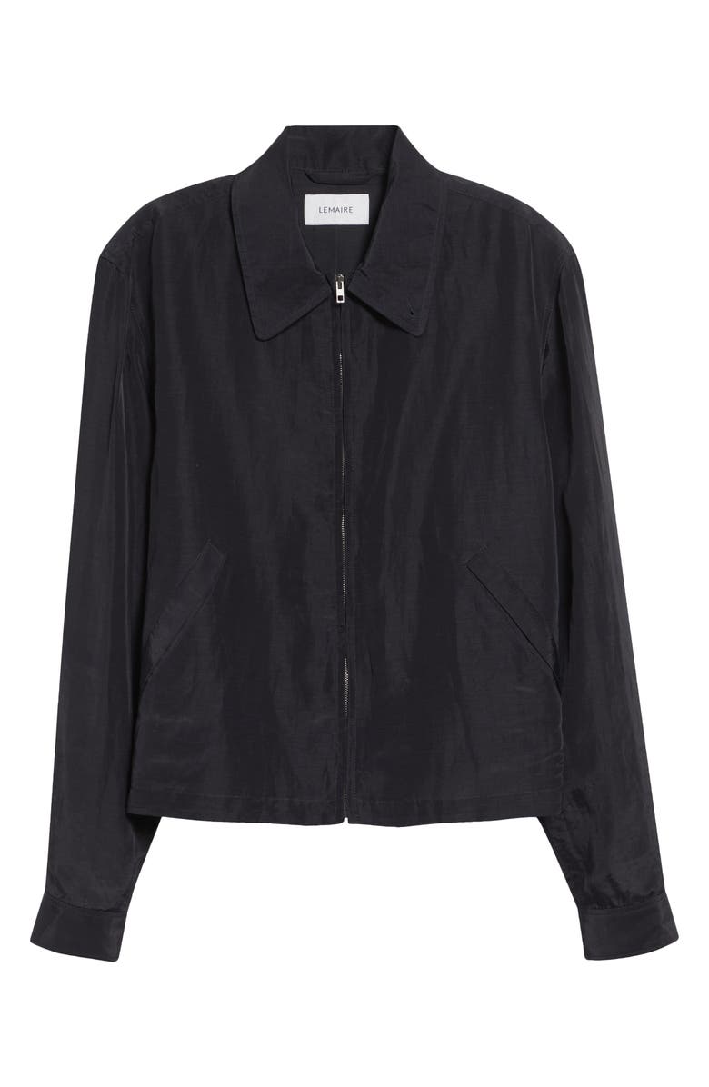 Lemaire Short Linen Blend Zip Jacket, Main, color, Black